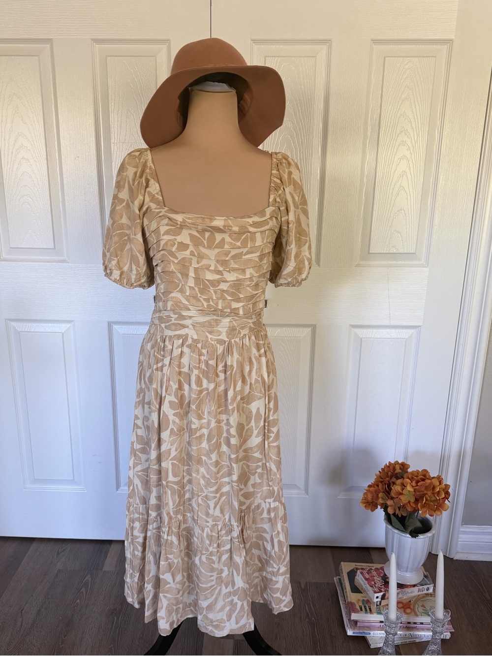 Beige cream Puff Sleeve dress FRYE